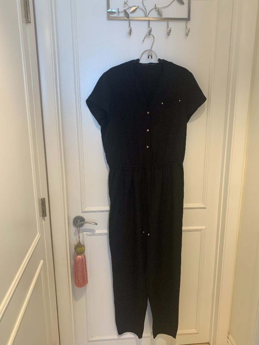 Ivanka Trump Black One-Piece Jumpsuit Gold Buttons/Hardware Size L